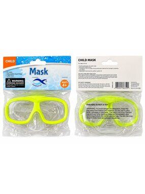 Swimgear Kids Swimming Mask Neon Yellow Green Adjustable Strap Swim Goggles Ages